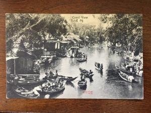 Canal View with boats, Siam, Thailand Postcard #50 d8