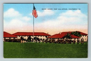 Fort MacArthur CA-California Guard Mount, Linen Postcard 