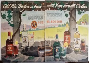 Old Mr Boston Gin 1946 LIFE Mag Color Ad Flavors Bottles on Well EXL100171
