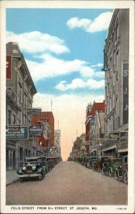 St Joseph Missouri MO Felix Street Scene Classic Cars Vintage Postcard