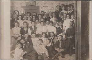 RPPC Postcard Large Group of People Looking at Something to the Side