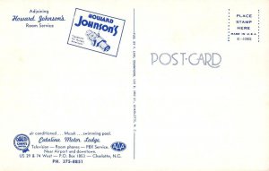 CATALINA MOTOR LODGE Charlotte, NC HOWARD JOHNSON'S Roadside 1960s Postcard