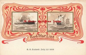 Red Star Line Steamer, Henri Cassiers No B-5, SS Zeeland July 22nd 1906
