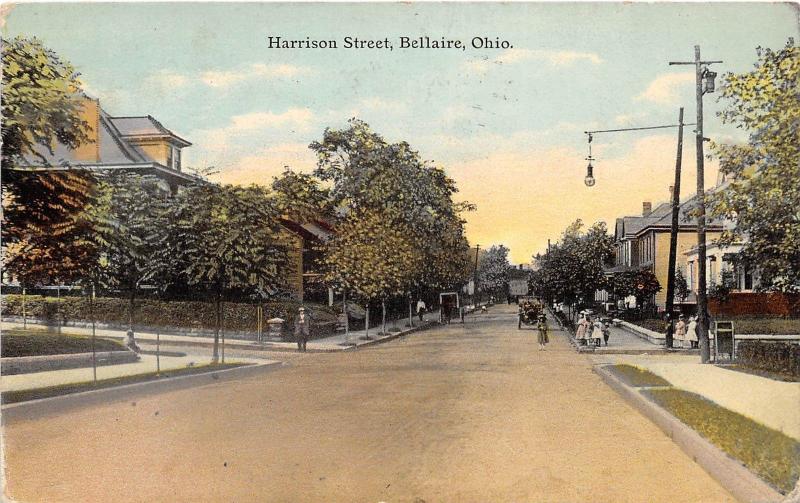 E23/ Bellaire Ohio Postcard 1911 Belmont County Harrison Street Homes