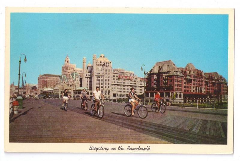 Atlantic City NJ Boardwalk Hotels Bicycling Curteich 