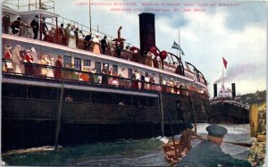 1907 Lake Michigan Steamers Benton Harbor & City of Chicago St. Joe MI Postcard