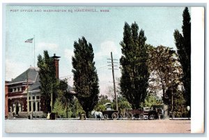 c1905 Post Office Washington Square Building Horse Wagon Haverhill MA Postcard