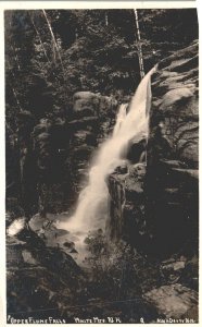 Postcard 1932 Real Photo Upper Flume Falls White Mountains Allen Detty NH RPPC