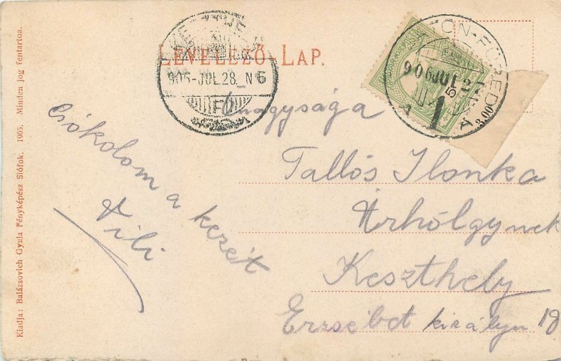 Postcard Hungary Balatonfured 1906 scenic view