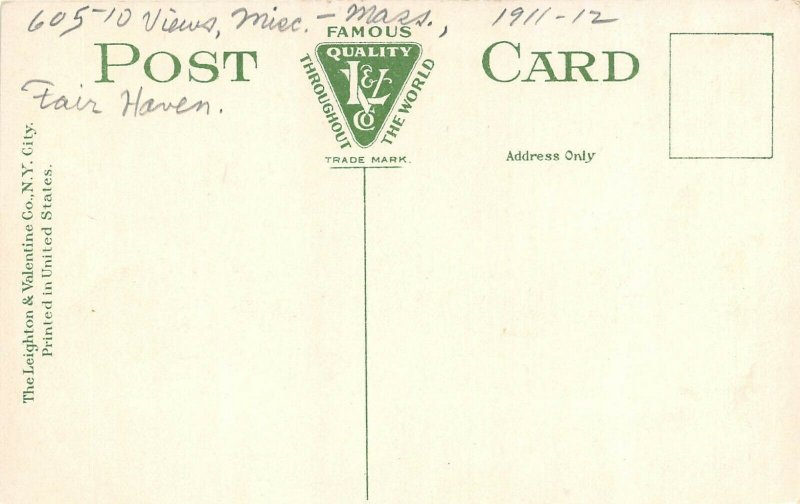 Fair Haven Massachusetts c1911 Postcard Fort Phoenix Water Front From Pier