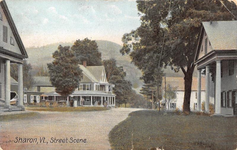 Sharon Vermont~Main Street~Homes~Hotel~Dirt Road~1908 Postcard