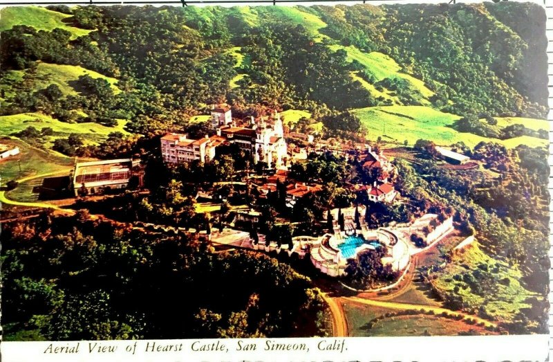 Postcard San Simeon California Hearst Castle Aerial View of Grounds Posted