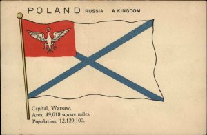 Flags Patriotic Poland Russia Kingdom c1910 Postcard