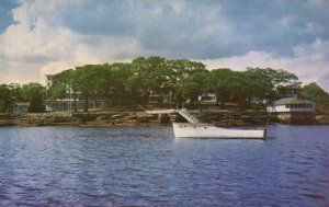 Vintage Postcard Boat Mooring in Snug Harbor along the Boothbay Inner Harbor ME