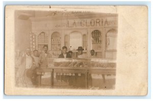 Early LA Gloria Confectionary Soda Shop Cuba Real Photo RPPC Postcard (FA15)