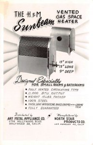 California H and M Sunbeam Space Heater Advertising Real Photo Postcard AA68719