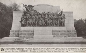 Unveiling WW1 Northumberland Fusiliers Military Monument Old Postcard