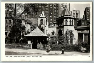 1940s The Little Church Around The Corner NYC Rppc Real Photo Postcard 