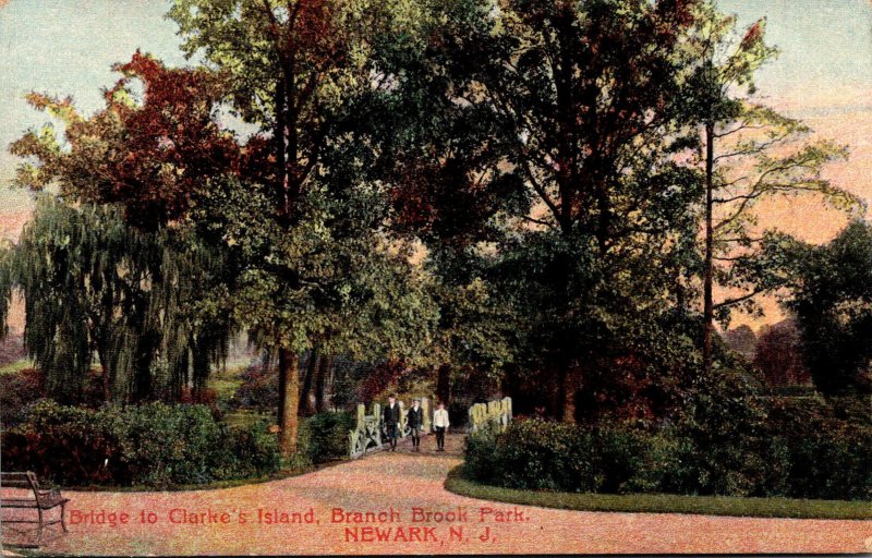 New Jersey Newark Branch Brook Park Bridge To Claire's Island 1910