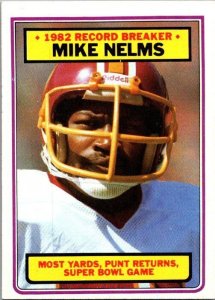 1983 Topps Fooyball Card '82 Record Breaker Mike Nelms Washington Redskins