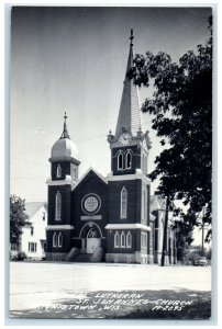 c1940 Evangelical Lutheran St. Johannes Church Wrightstown Wisconsin WI Postcard