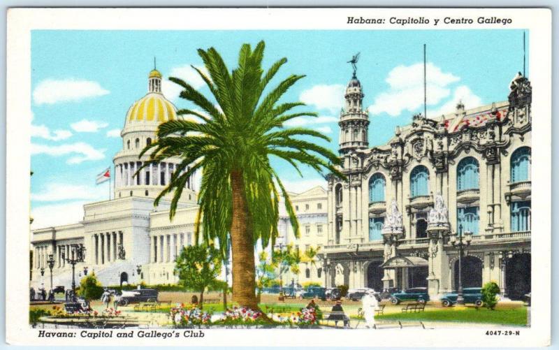 HAVANA, CUBA   Capitolio y Centro Gallego CAPITOL and GALLEGO'S CLUB  Postcard