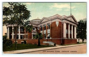 SAN ANTONIO, Texas TX ~ CARNEGIE LIBRARY ca 1910s  Postcard