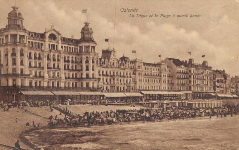 Belgium Ostende La Digue et la Plage a maree haute 02.74