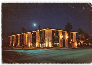 ALAN LADD BUILDING Night View PALM SPRINGS, CA 4x6 1978 Vintage Postcard