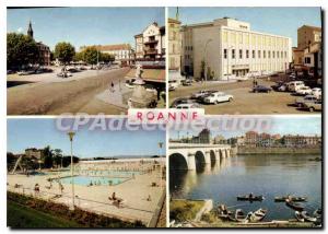 Modern Postcard Roanne Place de Ville Hotel New post Pool The Bridge on the L...