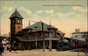 Lowell Massachusetts MA Train Station Depot c1910s Postcard