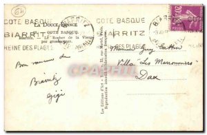 Old Postcard Biarritz The Rock of the Virgin by Heavy seas