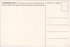 Canterbury Inn Victoria BC British Columbia Unused Vintage Ad Promo Postcard D43