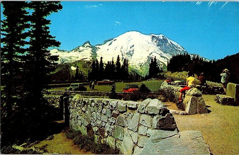 Mount Rainier From Observation Point WA Vintage Postcard Standard View Card 