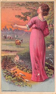 Approx. Size: 3 x 5 Woman with cows  Late 1800's Tradecard Non  