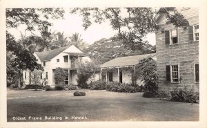 RPPC Oldest Frame Building in Hawaii Photo Vintage Postcard c1940s