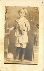 Taiton Texas c1910 RPPC Real Photo Postcard Young Child In Sailor Suit Holding x