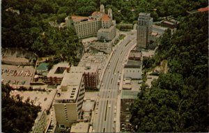 Aerial View Upper Part Central Ave. Hot Springs National Park AR Postcard PC366