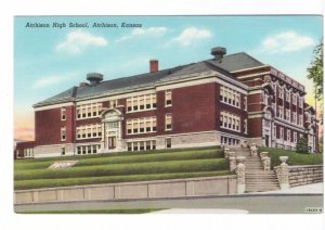 Atchison High School, Atchison, Kansas, Vintage Pre-Linen Curteich Postcard