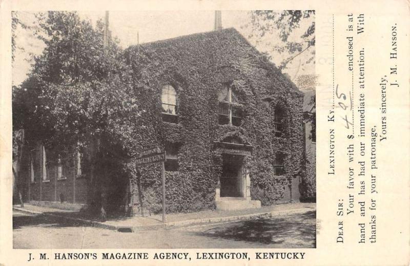 Lexington Kentucky Hansons Magazine Agency Exterior Antique Postcard K13739