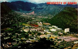 Vtg 1960's University of Hawaii Aerial View Manoa Valley Honolulu HI Postcard