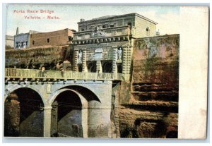 c1905 View of Porta Reale Bridge Valletta Malta Unposted Antique Postcard