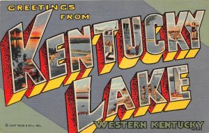 G86/ Kentucky Lake Postcard Linen Large Letter Greetings from Western Ky