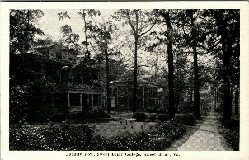 Vintage Faculty Row Sweet Briar College School Sweet Briar Virginia VA Postcard