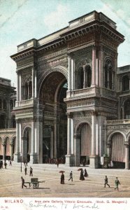 Vintage Postcard 1910's Arco Deila Galleria Vittorio Emanuela Milano Italy