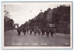 1927 Convention Legion Parade American Flag Paris France RPPC Photo Postcard