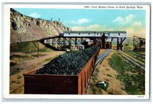 c1930's Coal Mining Scene at Rock Springs Wyoming WY Vintage Postcard 