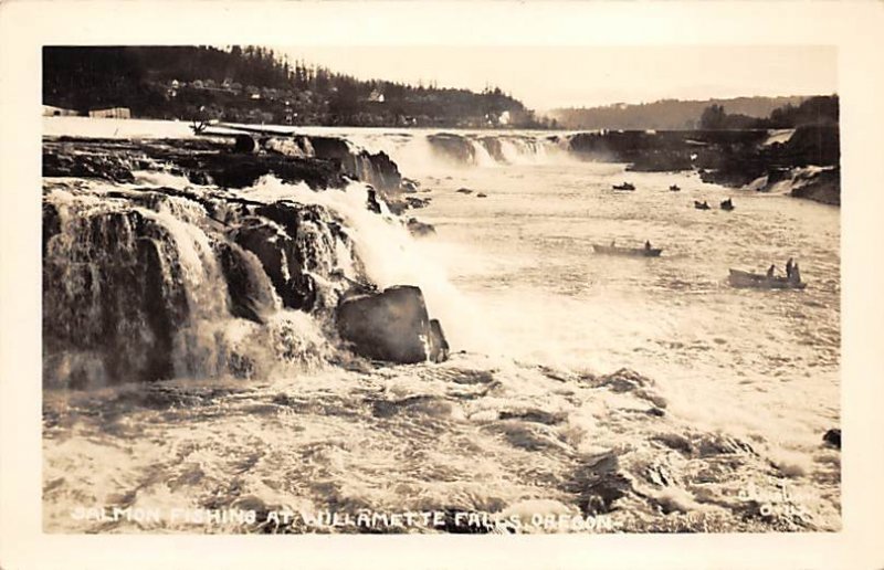 Salmon Fishing, Willamette Falls real photo - Oregon City, Oregon OR  