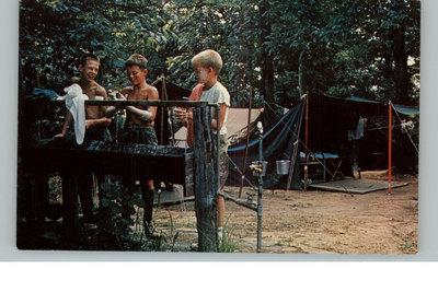 St Louis MO Boy Scouts Camp Boys Washing Hands Face Postcard