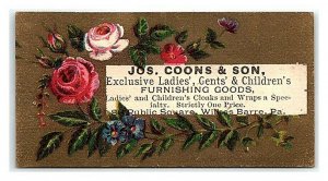 Jos. Coons & Son Furnishing Goods, Wilkes Barre Victorian Trade Card *VT25